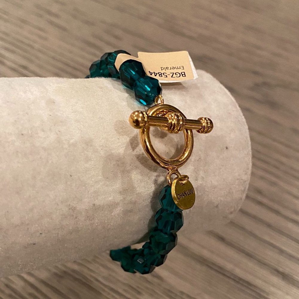 New Authentic Chan Luu Swarovski Crystal Toggle Stretch Bracelet